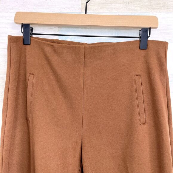 Chicos Juliet Ponte Pull On Pants Brown High Rise Slim Straight Work Womens 0 S - Picture 2 of 7